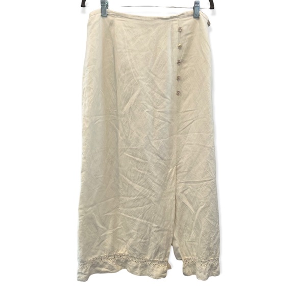 CRAZY HORSE COLLECTION Linen Blend Cottage Prairie Lagenlook Midi Skirt Size 14 - Picture 1 of 8